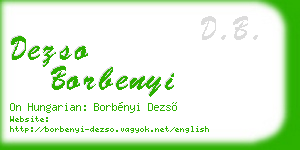 dezso borbenyi business card